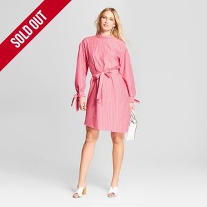 Striped Long Sleeve Mock Neck Dress